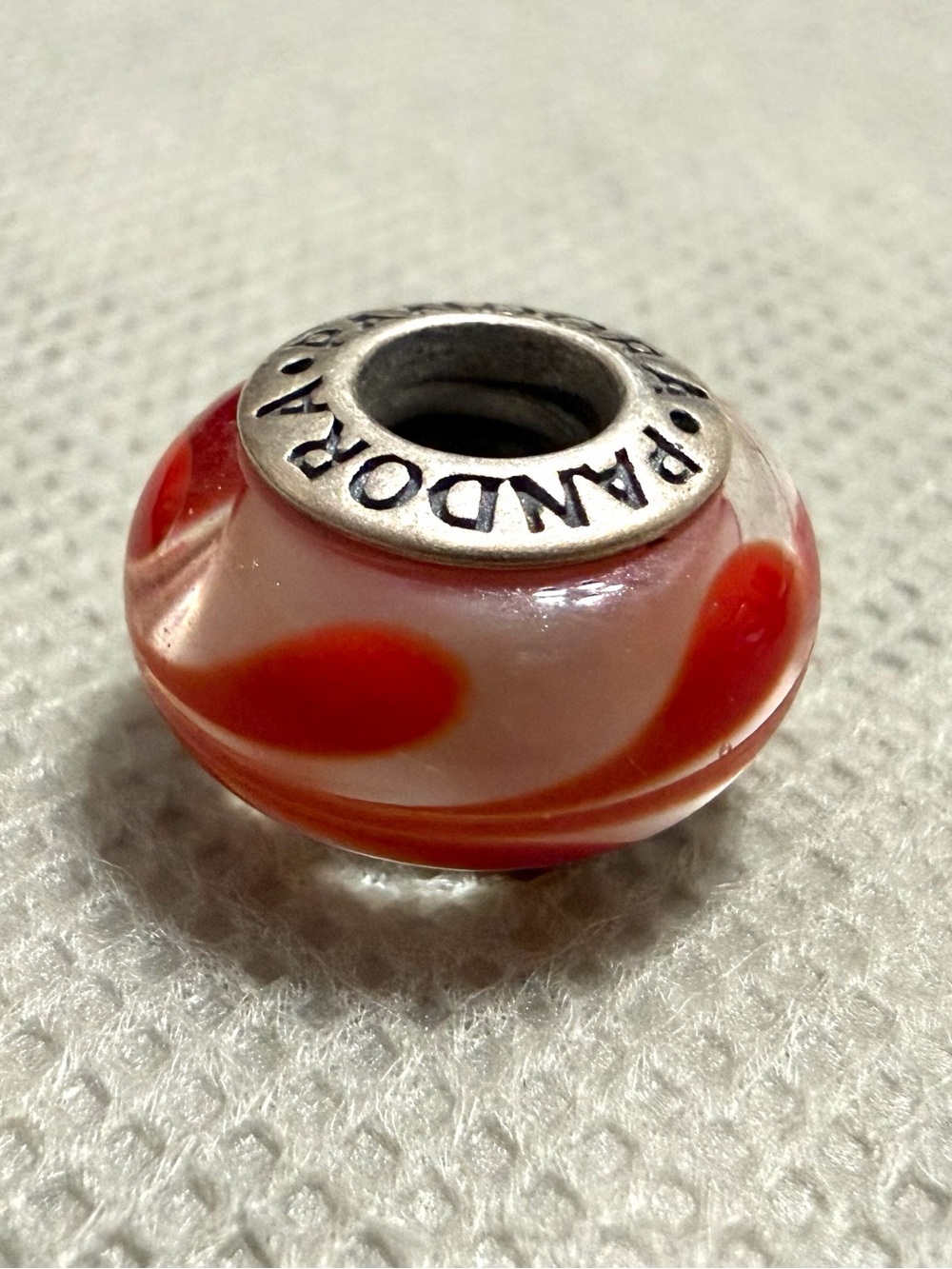 Pandora Sterling Silver Moments Aurburn Swirl Glass Charm Bead ALE #790669